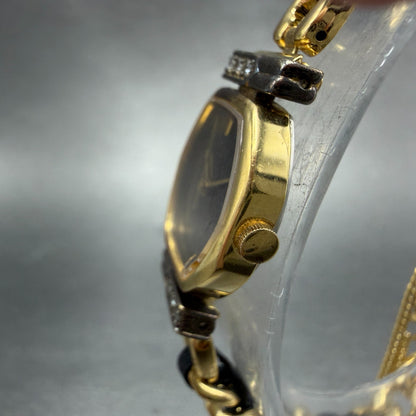 Seiko Watch Women 20mm Black Dial Gold Tone Octagon 1221-5130 New Battery VTG2