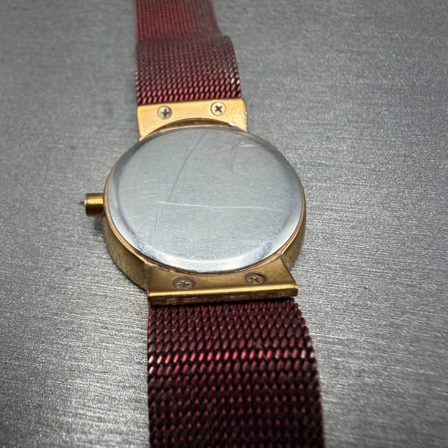 Bering Watch Women 25mm Red Dial Rose Gold Tone Round READ!!! New Batt 10126-36311