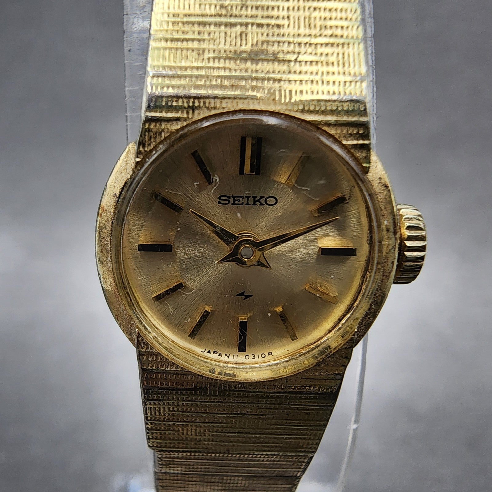 Seiko Watch Women 16mm Gold Dial Gold Tone Manual Round 110069 Runs VTG1