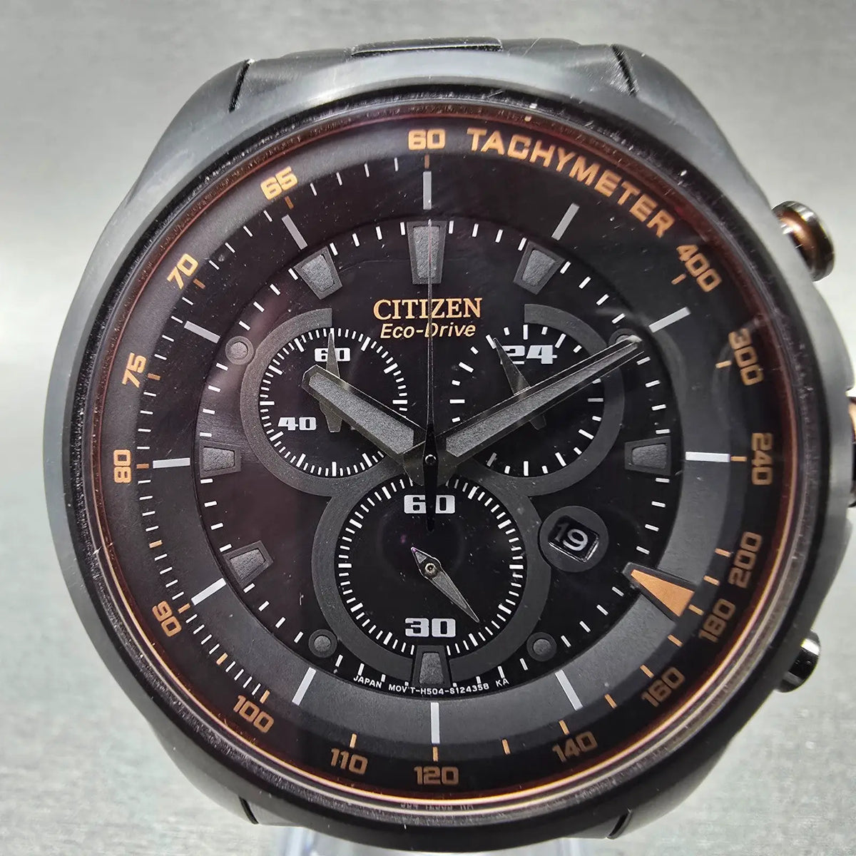 Citizen Eco-Drive Chronograph Watch Men 46mm Black Dial Black Date AT2187-51E1