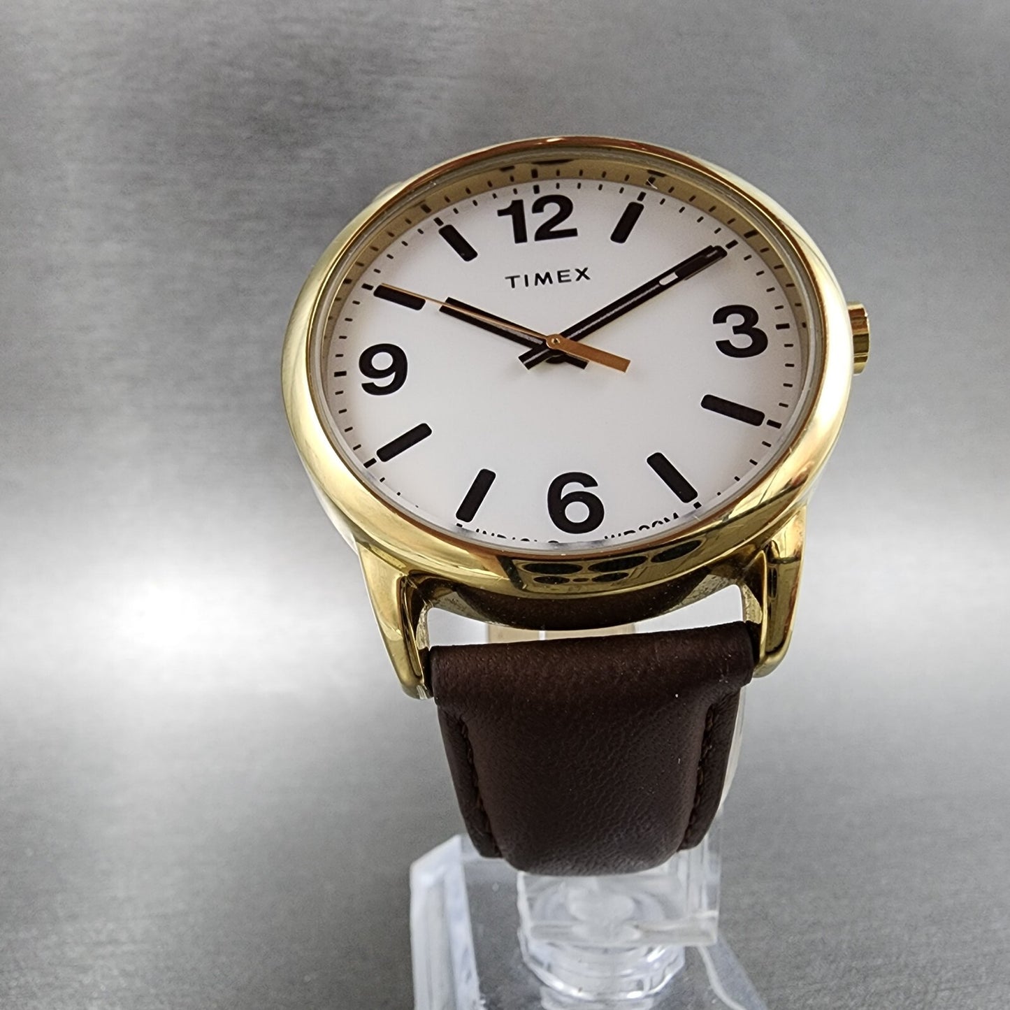 Timex Easy Reader Watch Men 38mm White Dial Gold Tone Round New Battery6