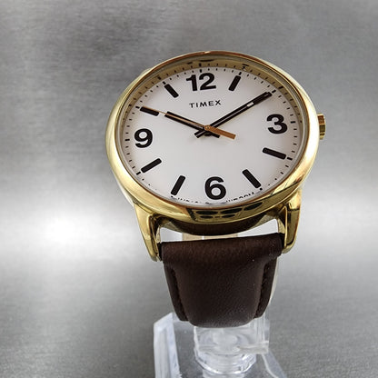 Timex Easy Reader Watch Men 38mm White Dial Gold Tone Round New Battery6