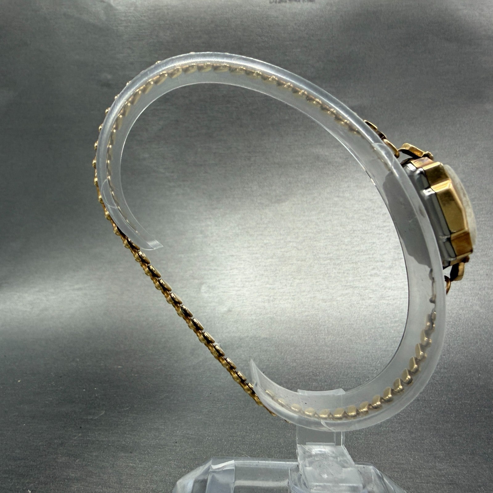 Citizen Tank Watch Women 16mm White Dial Gold Tone Manual 60743 Runs Vinatge8