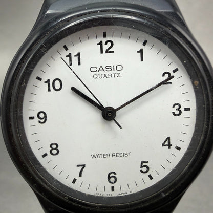 Casio MQ-24 Watch Unsiex 34mm White Dial Black Tone Round Leather New Battery1