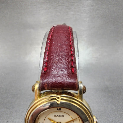 Casio LTP1106 Watch Women 23mm Cream Dial Two Tone Round Leather Band New Batt4