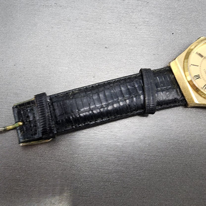 VTG Seiko SQ Watch Men 33mm Gold Dial Gold Tone Daydate Round 7122-7049 PARTS