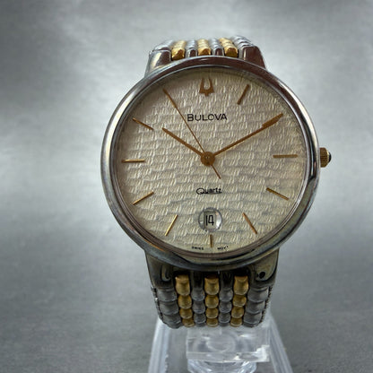 Bulova Watch Men 33mm Champagne Dial Two Tone Date Round New Battery Bracelet5