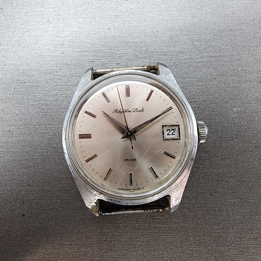 Citizen Rhythm Date Manual Watch Men 33mm Silver Dial Silver Tone Date Runs0