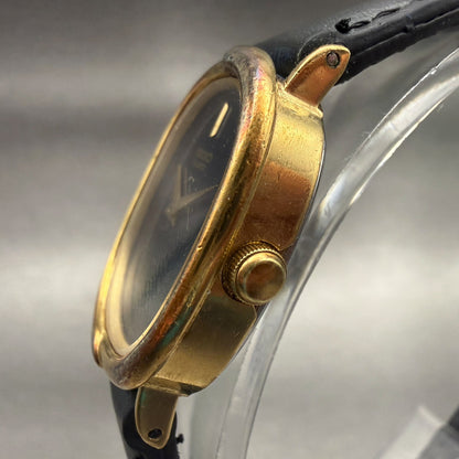 Seiko Watch Women 23mm Black Dial Gold Tone Oval 4700-5039 Vintage New Battery2