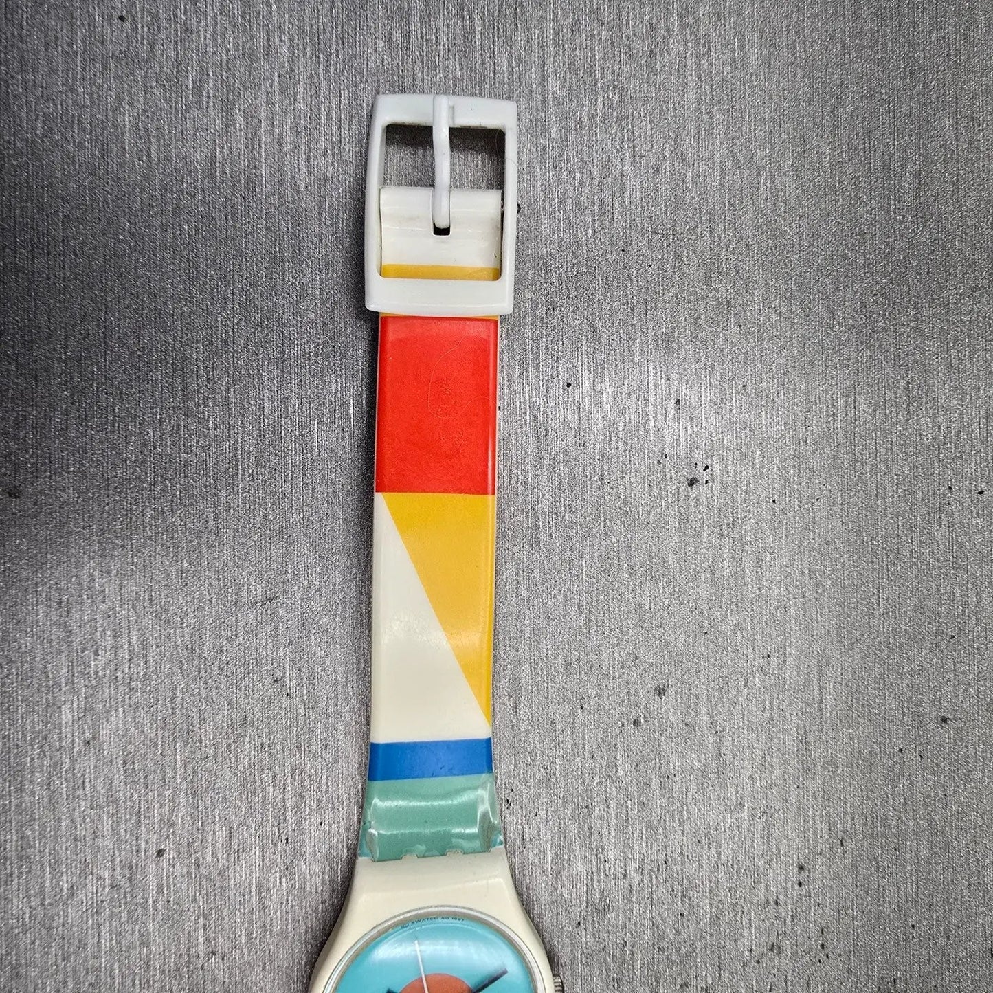 Swatch NAB LIGHT Watch Women Blue Dial White Case Round LW118 New Battery VTG10