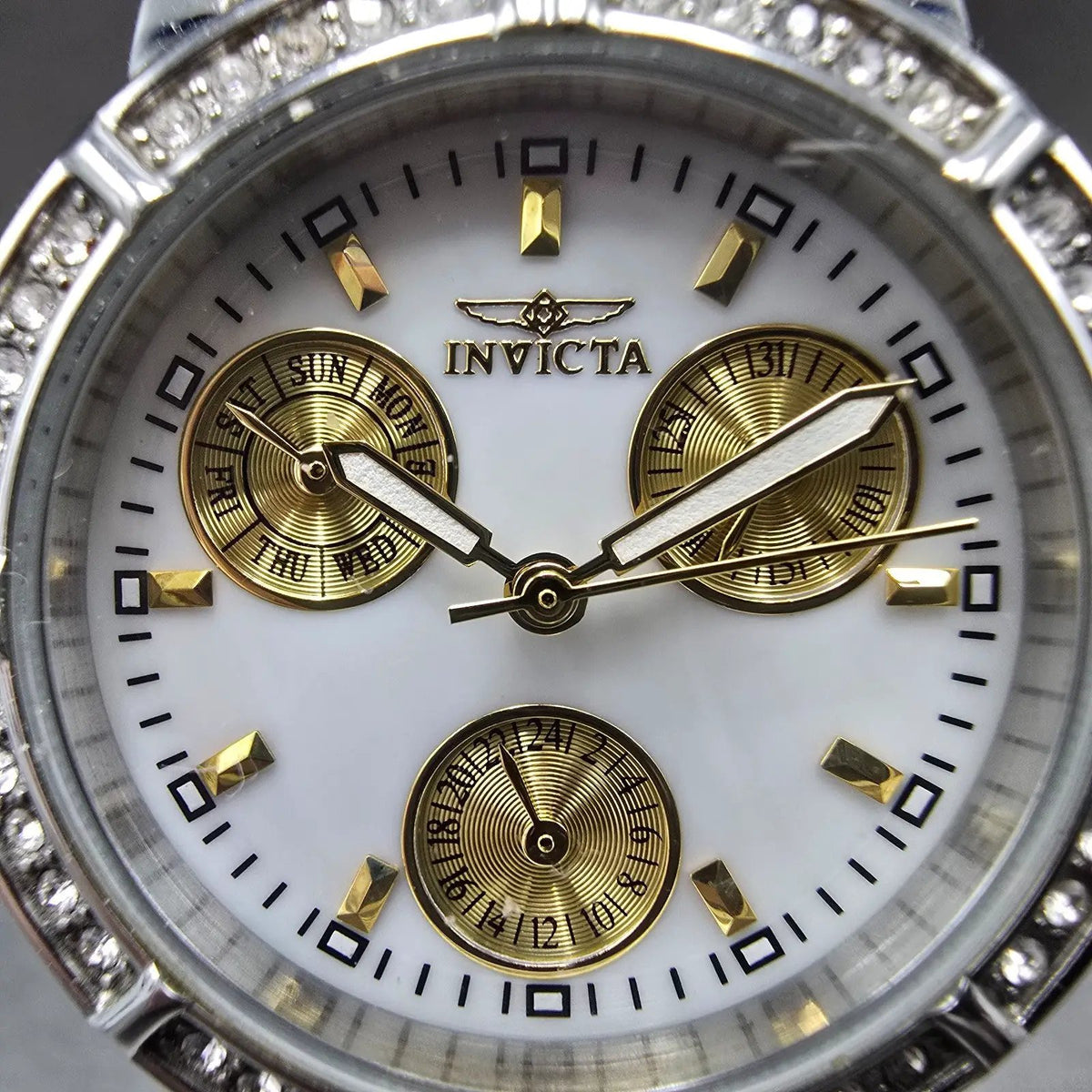 Invicta Angel Watch Women 33mm MOP Dial Two Tone Daydate Round 29117 New Battery1