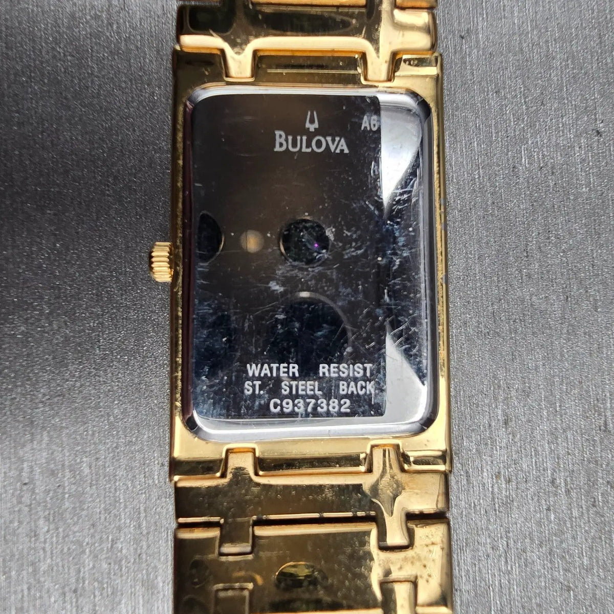 Bulova Watch Men 25mm Champagne Dial Gold Tone Rectangle 97F54 New Battery10