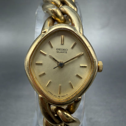 Seiko Watch Women 19mm Champagne Dial Gold Tone 1221-5600 New Battery Vintage0