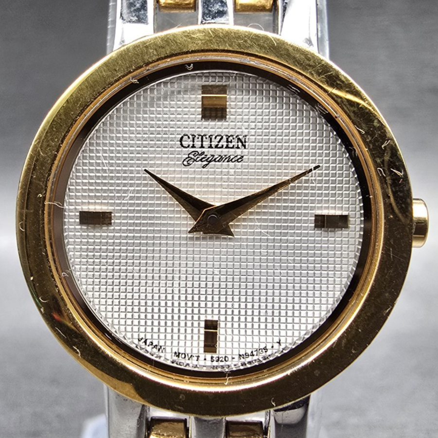 Citizen Elegance Watch Women 23mm Silver Dial Two Tone Round 5920-S76221 New Bat1