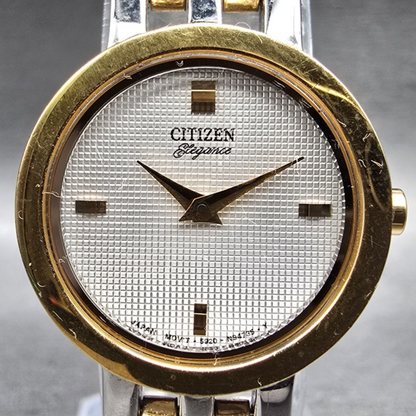 Citizen Elegance Watch Women 23mm Silver Dial Two Tone Round 5920-S76221 New Bat1