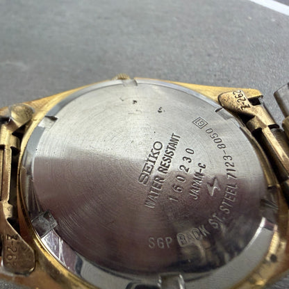 Seiko SQ Presdisent Watch Men 36mm Gold Dial Gold Tone Daydate 7123-8050 PARTS10