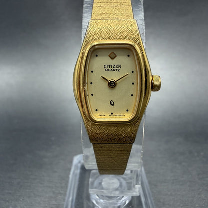 Citizen CQ Watch Women 17mm Champagne Dial Gold Tone 3220-324099 New Battery0