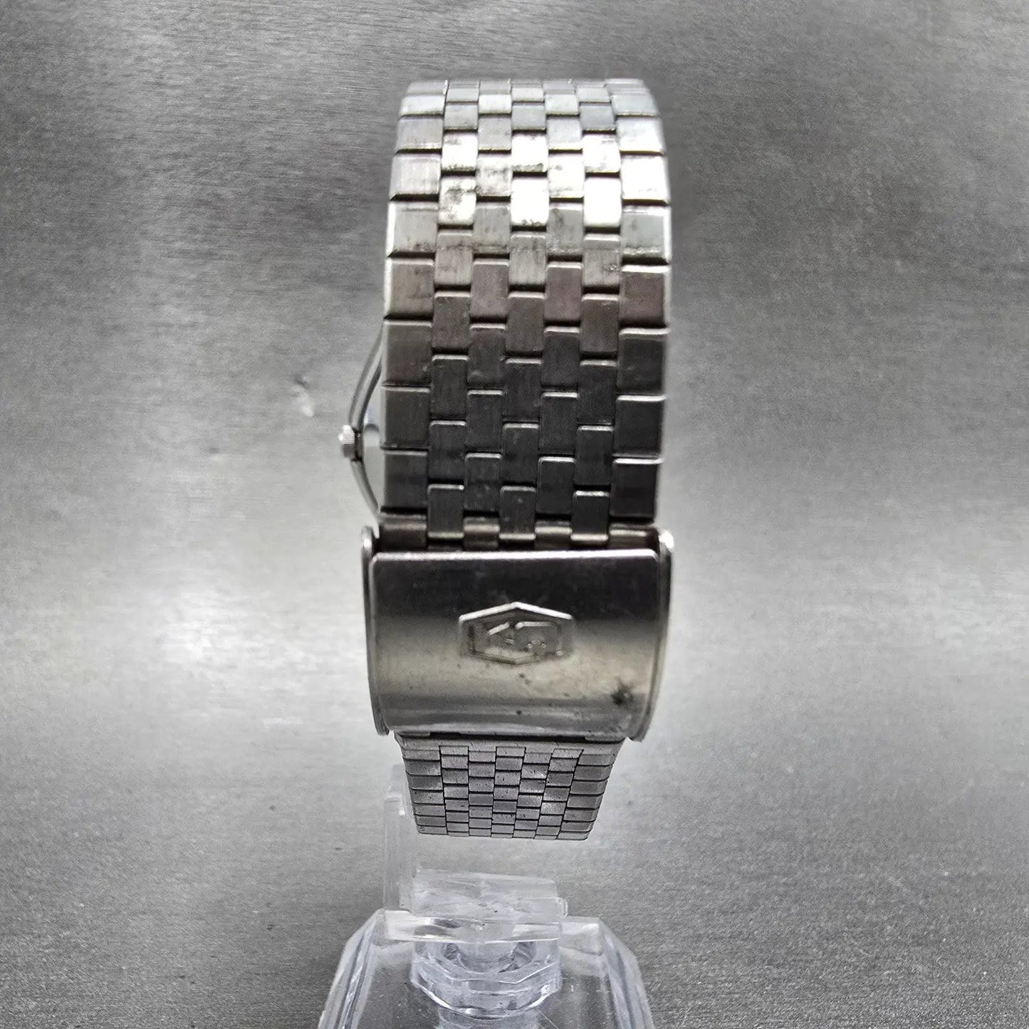 Seiko King Quartz Watch Men 37mm Silver Dial Silver Tone Daydate 5856-8001 PARTS7