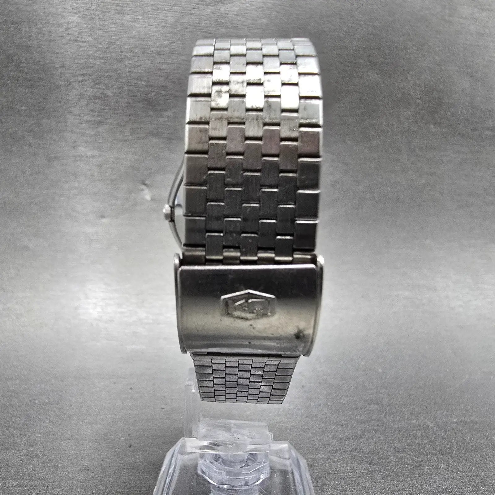 Seiko King Quartz Watch Men 37mm Silver Dial Silver Tone Daydate 5856-8001 PARTS7