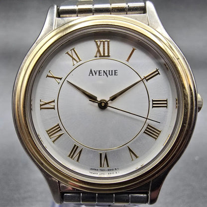 Seiko Avenue Watch Men 32mm Silver Dial Two Tone Round 7N01-626A New Battery VTG1