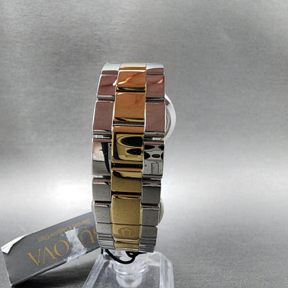 Bulova Rubaiyat Watch Women 35mm Silver Dial Two Tone Diamond Bezel 98R2468