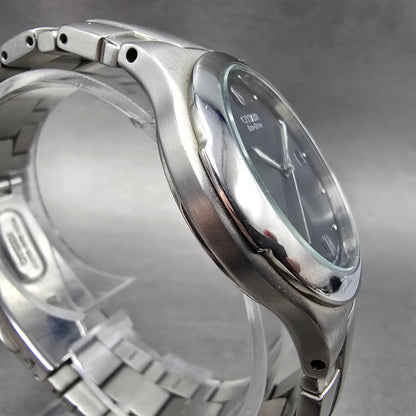 Citizen Eco-Drive Watch Men 36mm Black Dial Silver Tone Date E111-K16750 Runs3