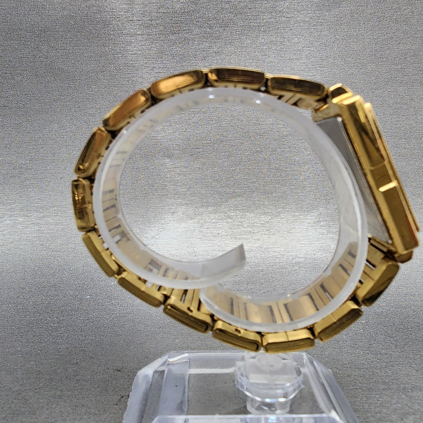 Seiko Tank Watch Men 26mm Champagne Dial Gold Tone Rectangle 7N015C90 New Batt8