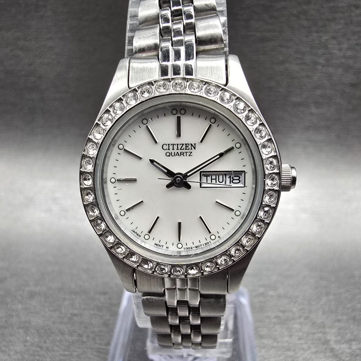 Citizen Watch Women 26mm MOP Dial Silver Daydate Crystal 1002-S044448 New Batt0