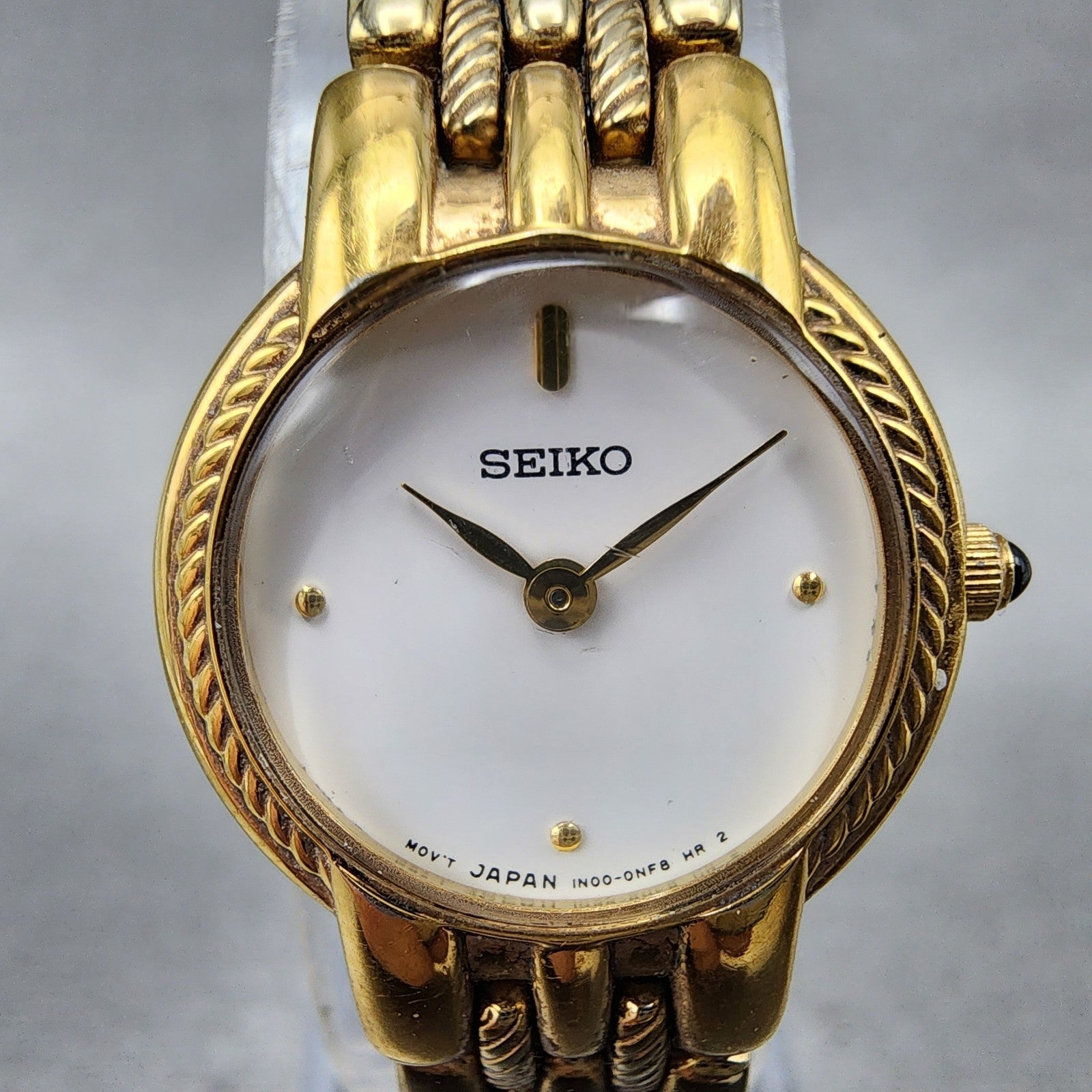 Seiko Watch Women 20mm White Dial Gold Tone Round 1N000JJ0 New Battery1