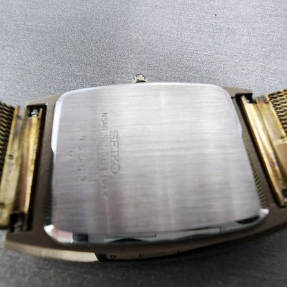 Seiko Dolce Tank Watch Men 28mm Champagne Dial Gold Tone 6030-5320 New Battery