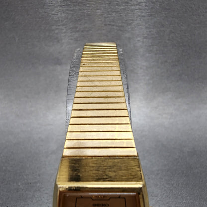 Seiko Watch Women 19mm Champagne Dial Gold Tone Rectangle 8Y215020 New Batt B124