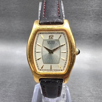 Seiko Watch Women 25mm Silver Dial Gold Tone Tonneau 4N00-6451 New Battery JP0