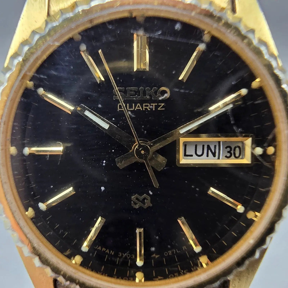 Seiko President Watch Women 24mm Black Dial Gold Daydate Round New Battery VTG1