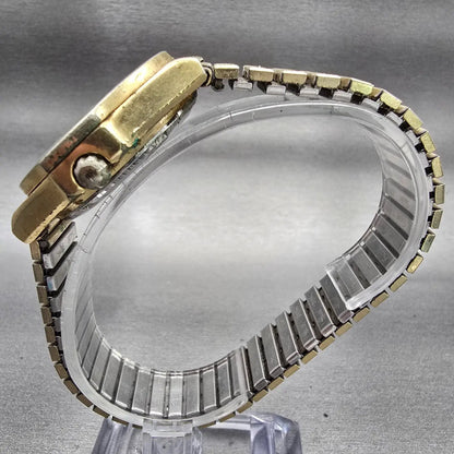 Seiko SQ Watch Men 36mm Black Dial Gold Tone Daydate 7559-6009 New Battery READ6