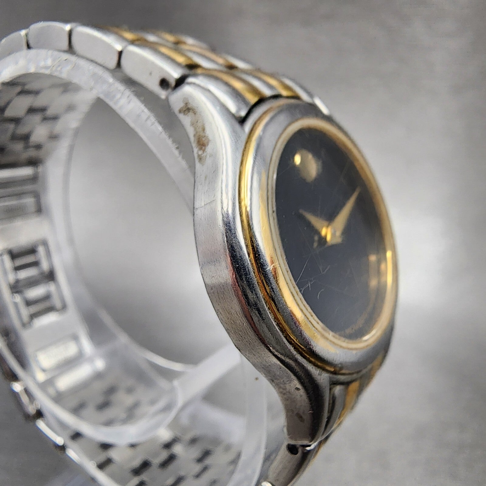 Movado Museum Watch Women 26mm Black Dial Two Tone Round 81 E4 1855 New Battery3