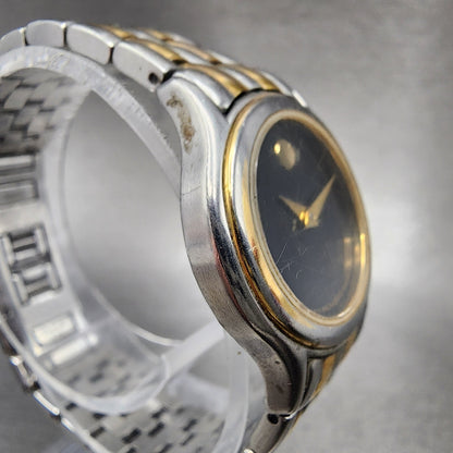 Movado Museum Watch Women 26mm Black Dial Two Tone Round 81 E4 1855 New Battery3