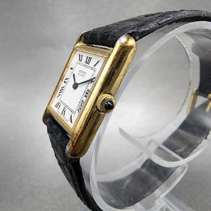 Seiko Tank Watch Women 18mm White Dial Gold Tone Rectangle 2c205019 New Battery2