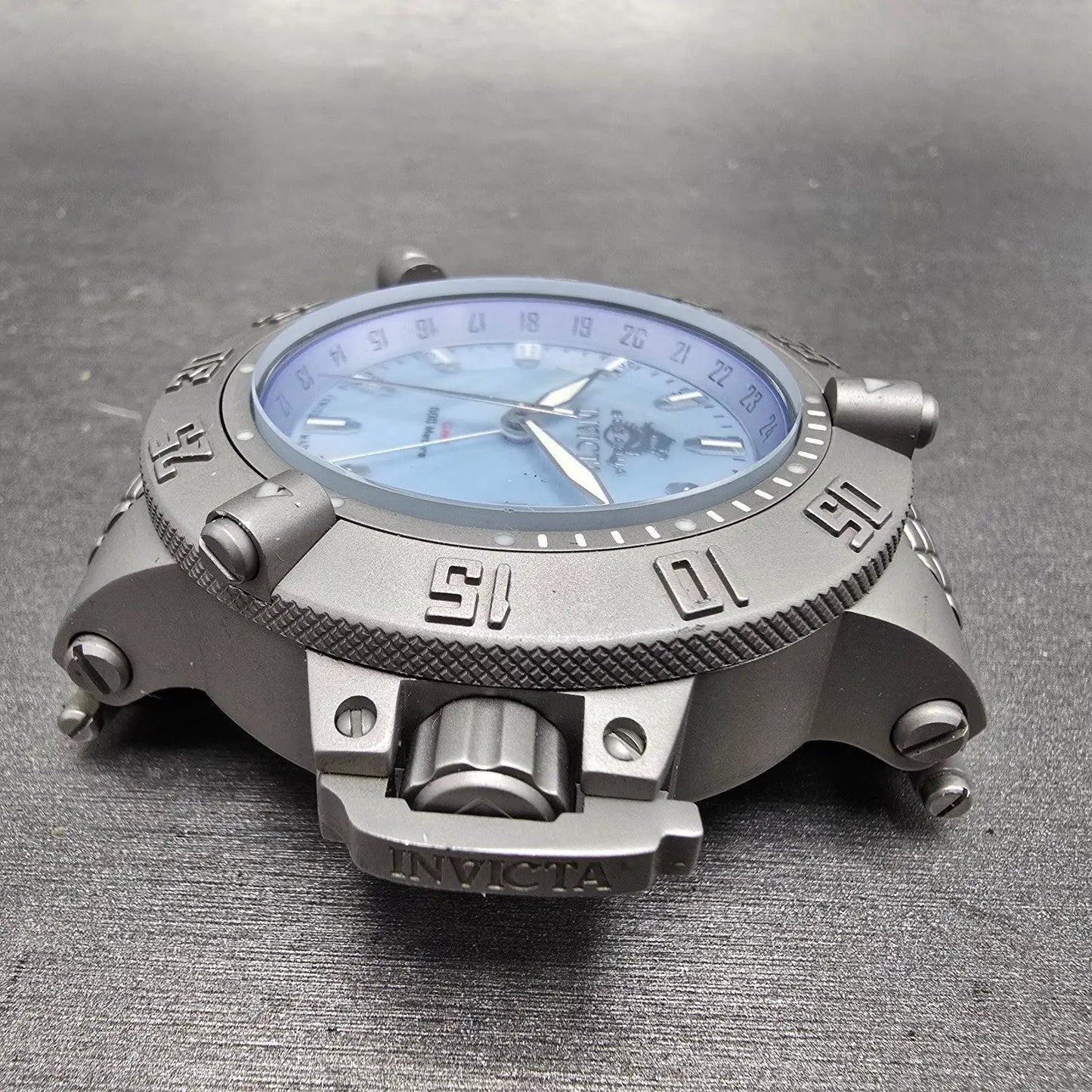 Invicta Sub Aqua GMT Watch Men 50mm Blue MOP Dial Steel Date Round 1148 New Batt5