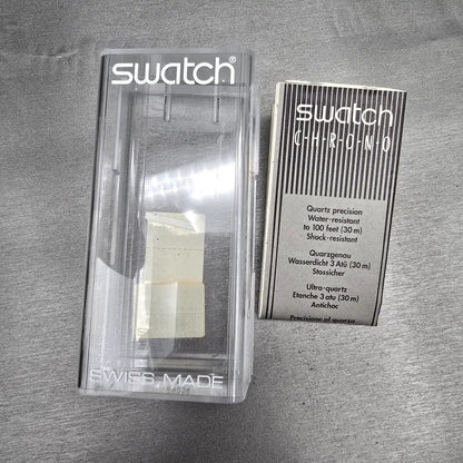 Swatch Chrono Golden Globe Watch Men 37mm Gold Dial Green Case SCG100 NewBat NOS9