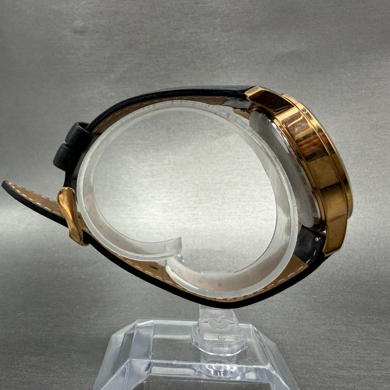 MVMT Boulevard Watch Women 38mm Black Dial Rose Gold Tone Date Leather New BattN8