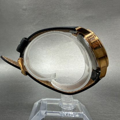 MVMT Boulevard Watch Women 38mm Black Dial Rose Gold Tone Date Leather New BattN8