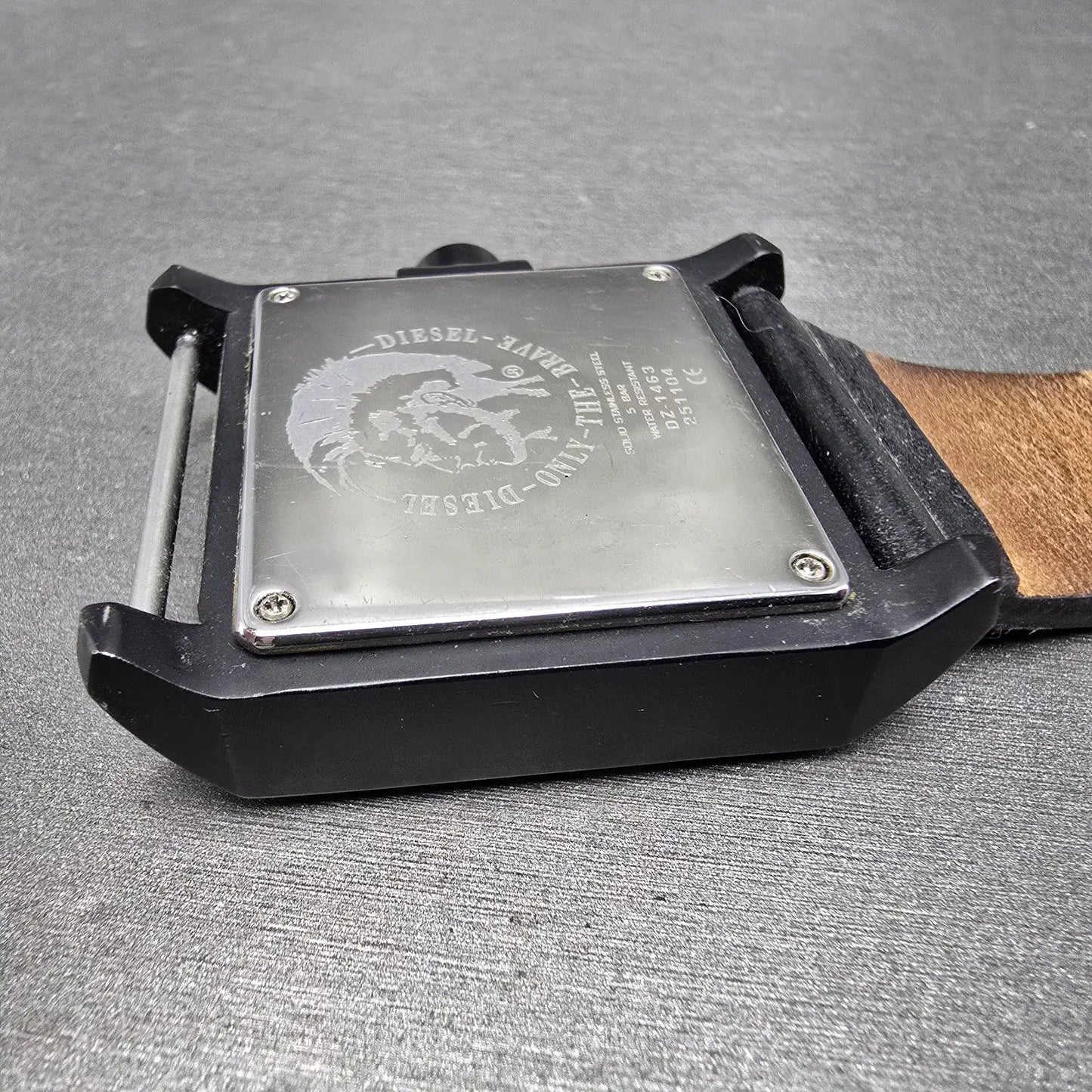 Diesel Watch Men 42mm Black Dial Black Tone DZ-1463 Rectangle PARTS13