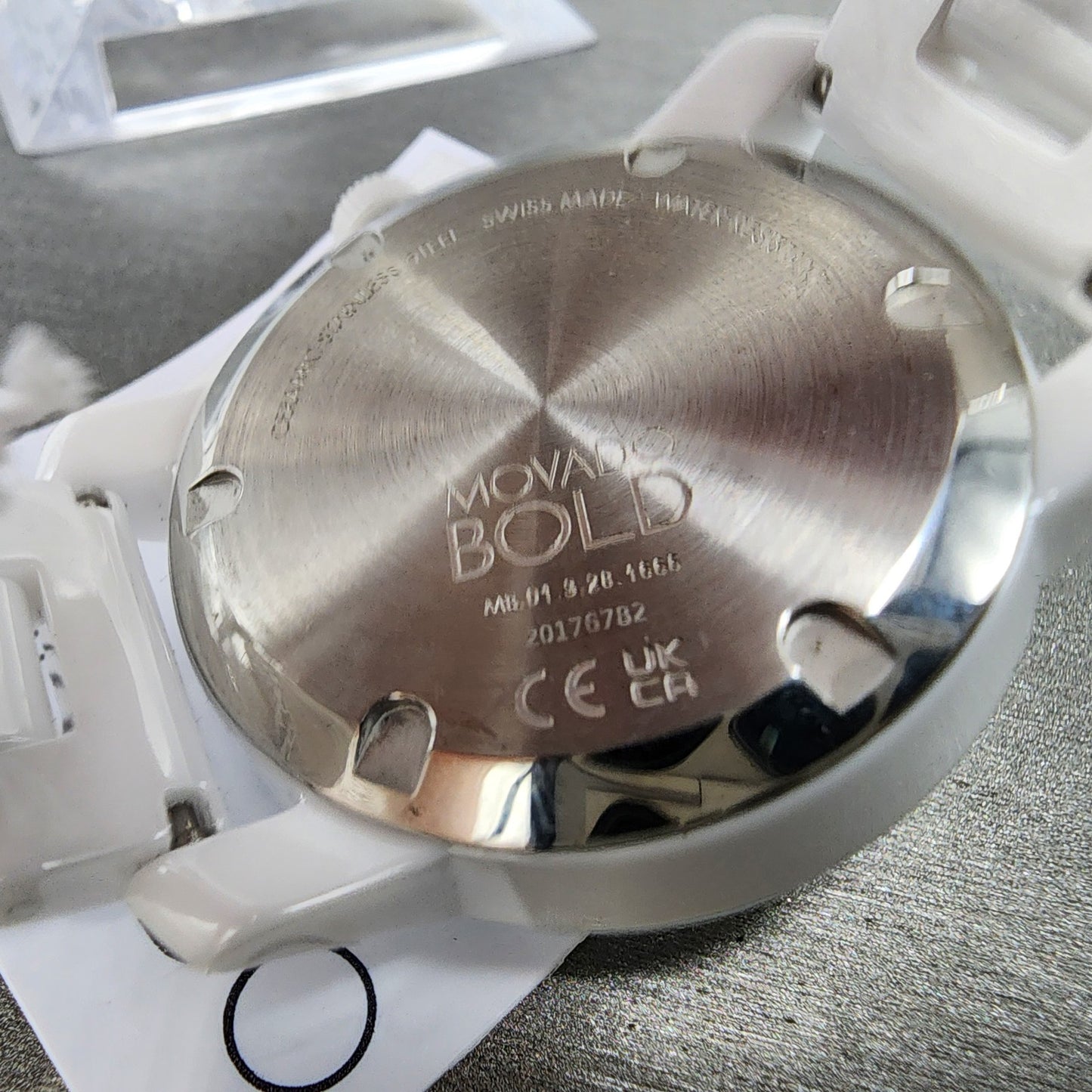 Movado Bold Watch Women 36mm White Dial White Ceramic Crystal Accent New Battery9