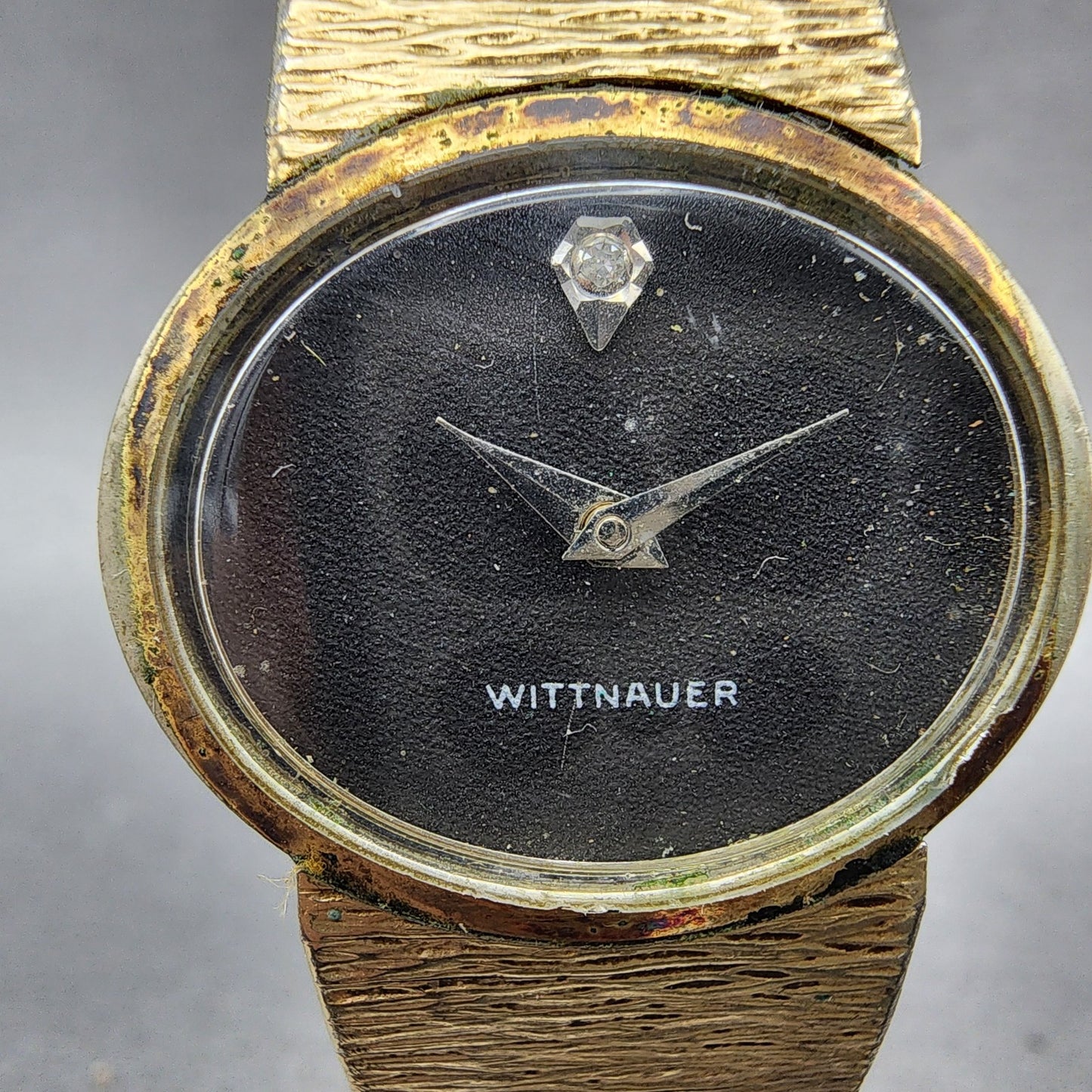 Wittnauer Watch Women 28mm Black Dial Gold Tone Oval Manual Wind Runs VTG1