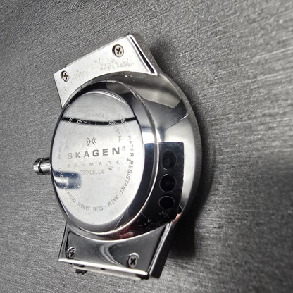 Skagen Watch Men 38mm Silver Dial Silver Tone Daydate 331XLSLC4 New Battery READ7