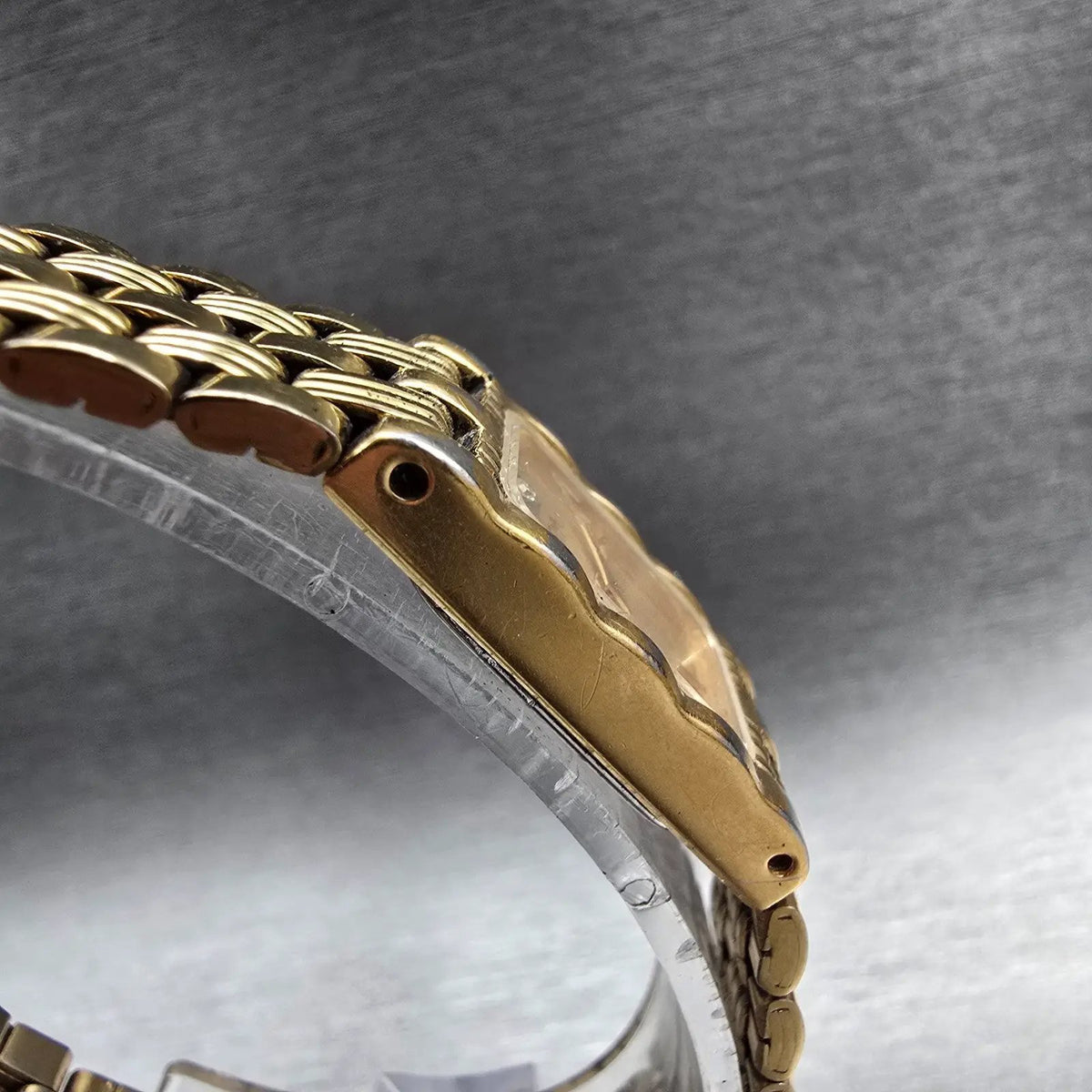 Bulova Watch Women 14mm Gold Dial Gold Tone Rectangle 97P13 New Battery JP233