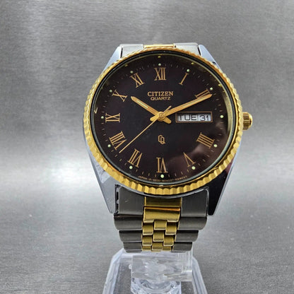 Citizen CQ President Watch Men 35mm Black Dial Two Tone Daydate Round New Batt5