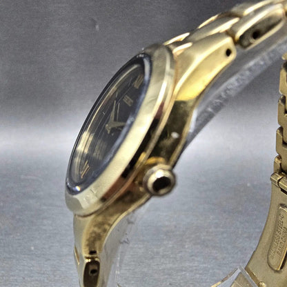 Seiko Solar Watch Women 26mm Black Dial Gold Tone Round V115-0AJ0 Works2