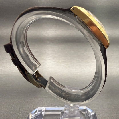Seiko Hi-Beat Watch Women 22mm Silver Dial Gold Tone Date Rectangle 2202-70298