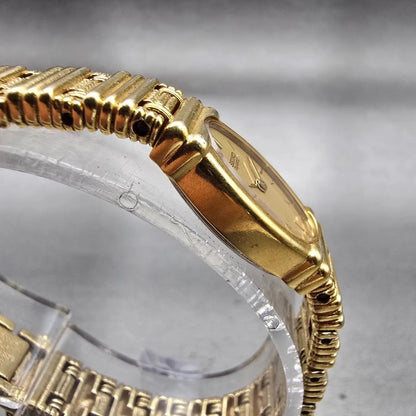 Seiko Watch Women 12mm Gold Dial Gold Tone Oval 1E20-5179 New Battery Vintage3